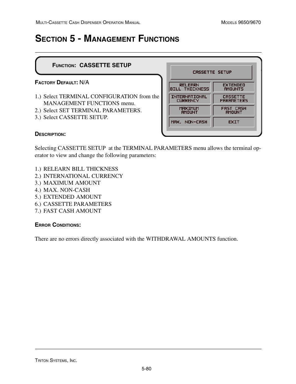 5 - m, Ection, Anagement | Unctions | Triton 9670 Operation Manual User Manual | Page 127 / 264