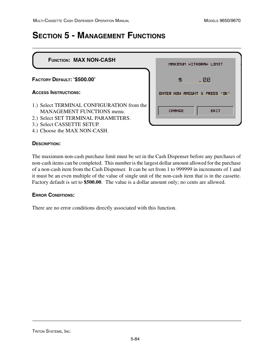 5 - m, Ection, Anagement | Unctions | Triton 9670 Operation Manual User Manual | Page 131 / 264