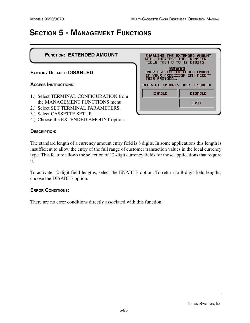 5 - m, Ection, Anagement | Unctions | Triton 9670 Operation Manual User Manual | Page 132 / 264