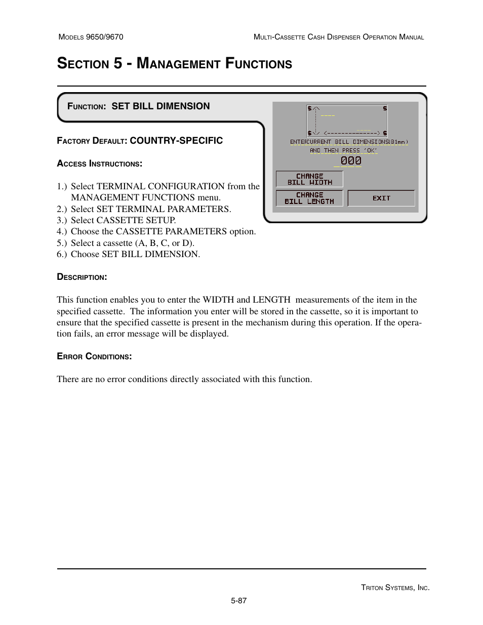 5 - m, Ection, Anagement | Unctions | Triton 9670 Operation Manual User Manual | Page 134 / 264