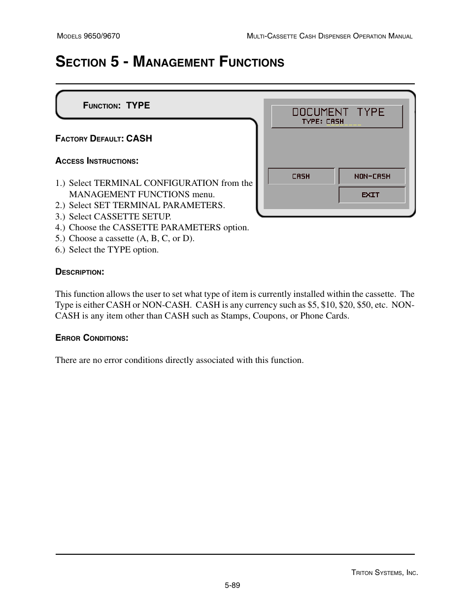 5 - m, Ection, Anagement | Unctions | Triton 9670 Operation Manual User Manual | Page 136 / 264