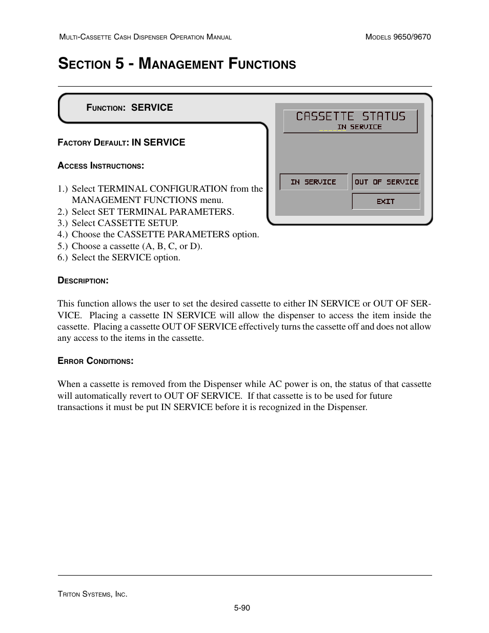 5 - m, Ection, Anagement | Unctions | Triton 9670 Operation Manual User Manual | Page 137 / 264