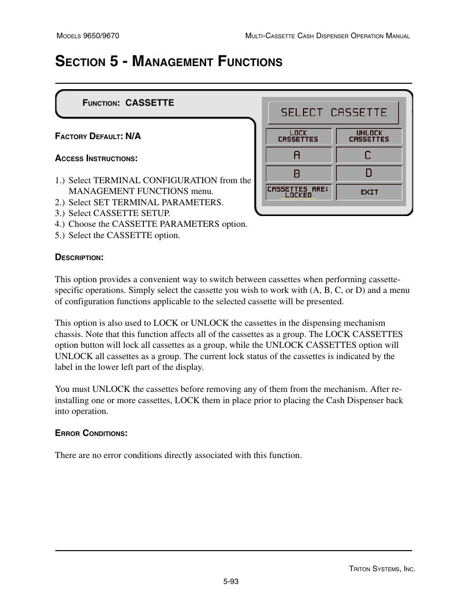 5 - m, Ection, Anagement | Unctions | Triton 9670 Operation Manual User Manual | Page 140 / 264