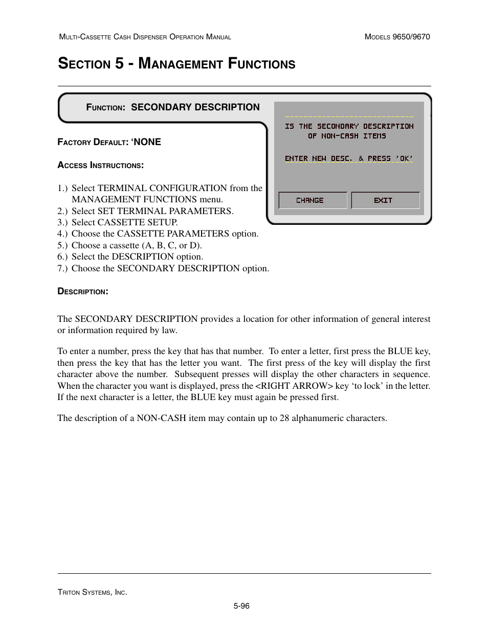 5 - m, Ection, Anagement | Unctions | Triton 9670 Operation Manual User Manual | Page 143 / 264