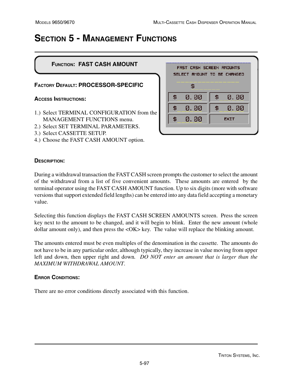 5 - m, Ection, Anagement | Unctions | Triton 9670 Operation Manual User Manual | Page 144 / 264