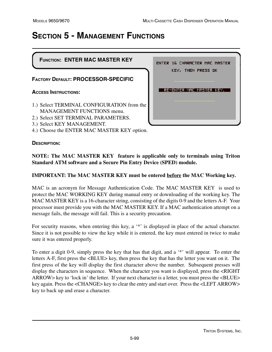 5 - m, Ection, Anagement | Unctions | Triton 9670 Operation Manual User Manual | Page 146 / 264