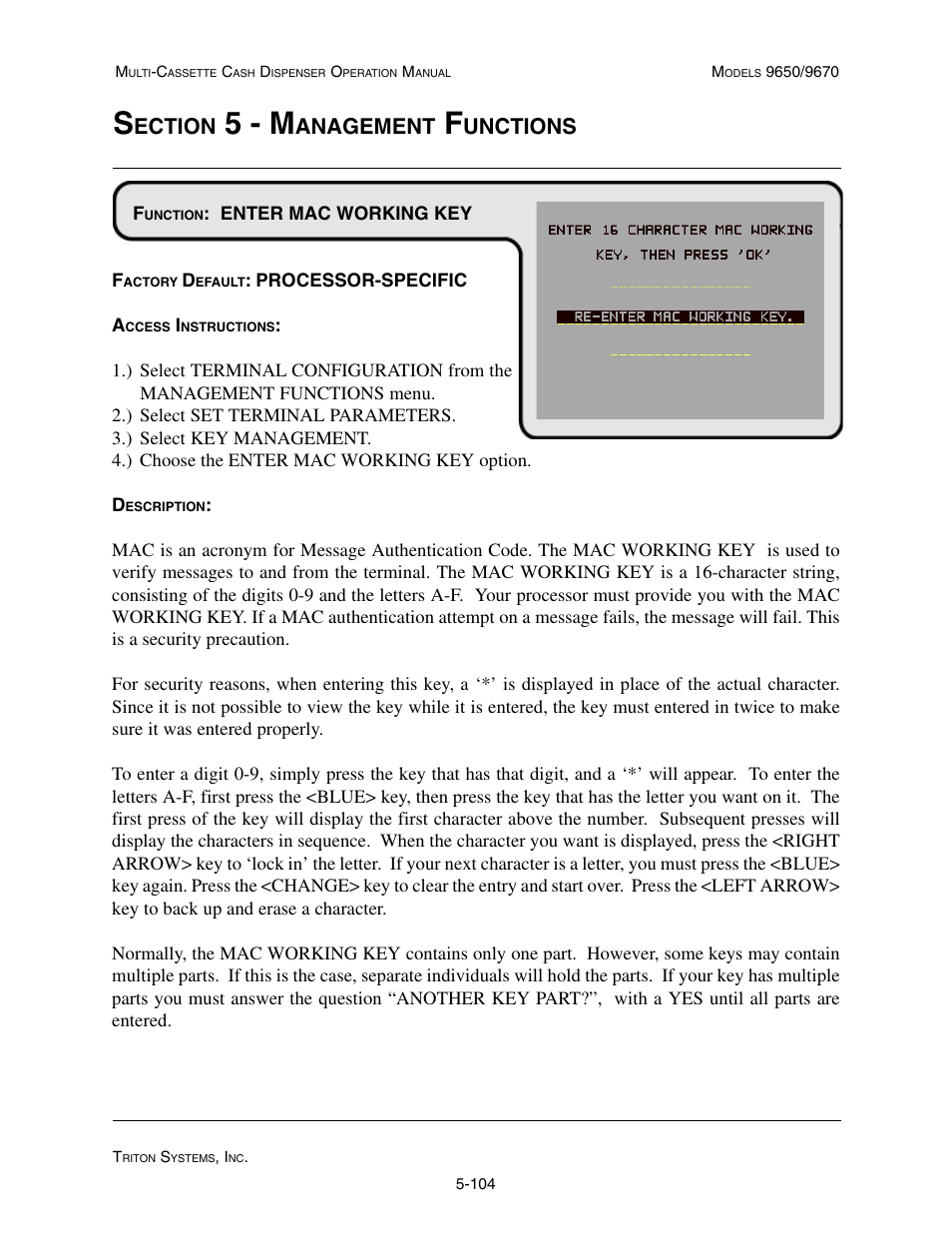 5 - m, Ection, Anagement | Unctions | Triton 9670 Operation Manual User Manual | Page 151 / 264