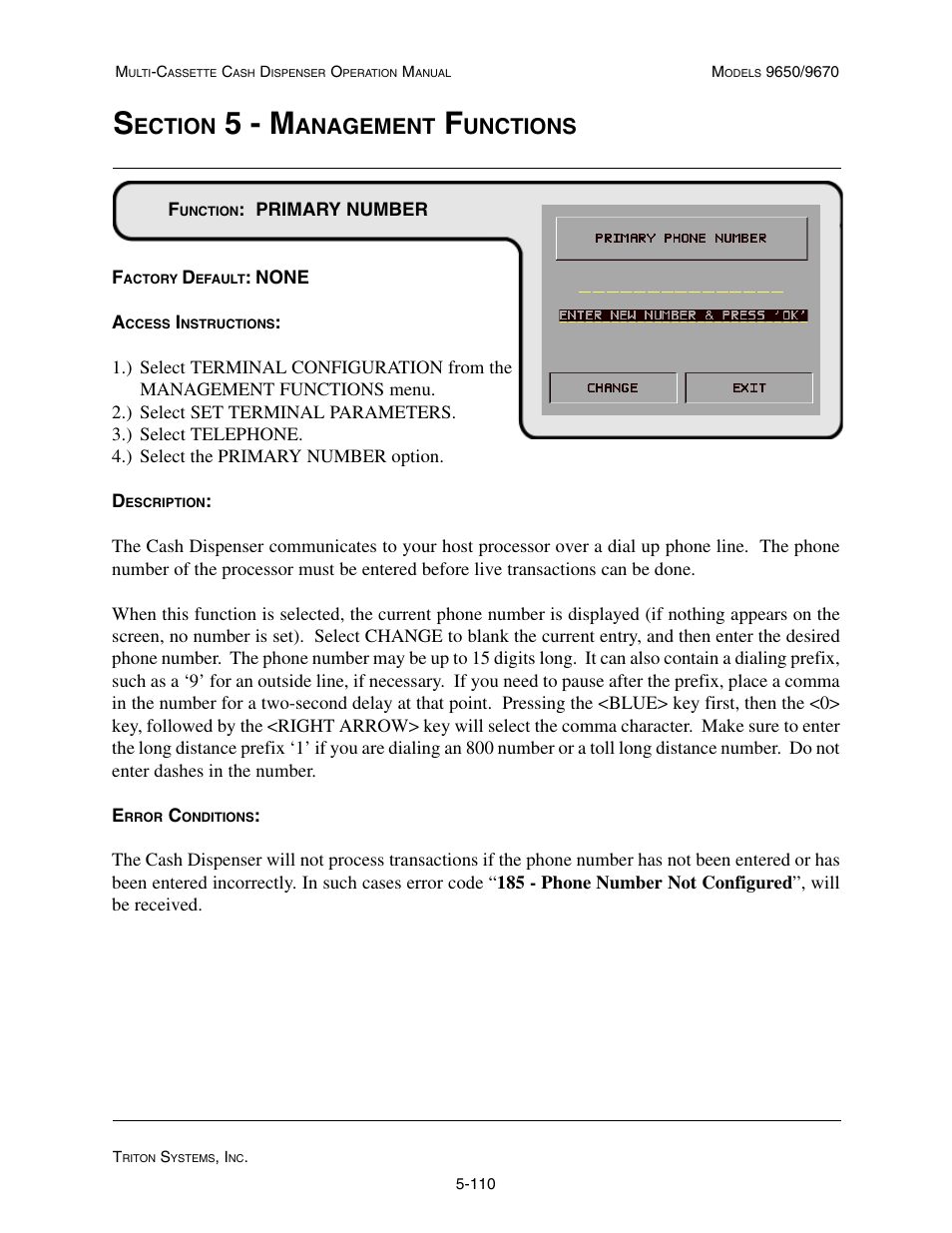 5 - m, Ection, Anagement | Unctions | Triton 9670 Operation Manual User Manual | Page 157 / 264