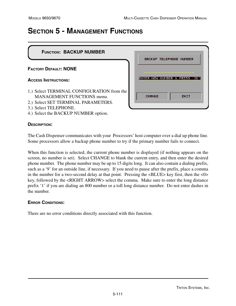 5 - m, Ection, Anagement | Unctions | Triton 9670 Operation Manual User Manual | Page 158 / 264