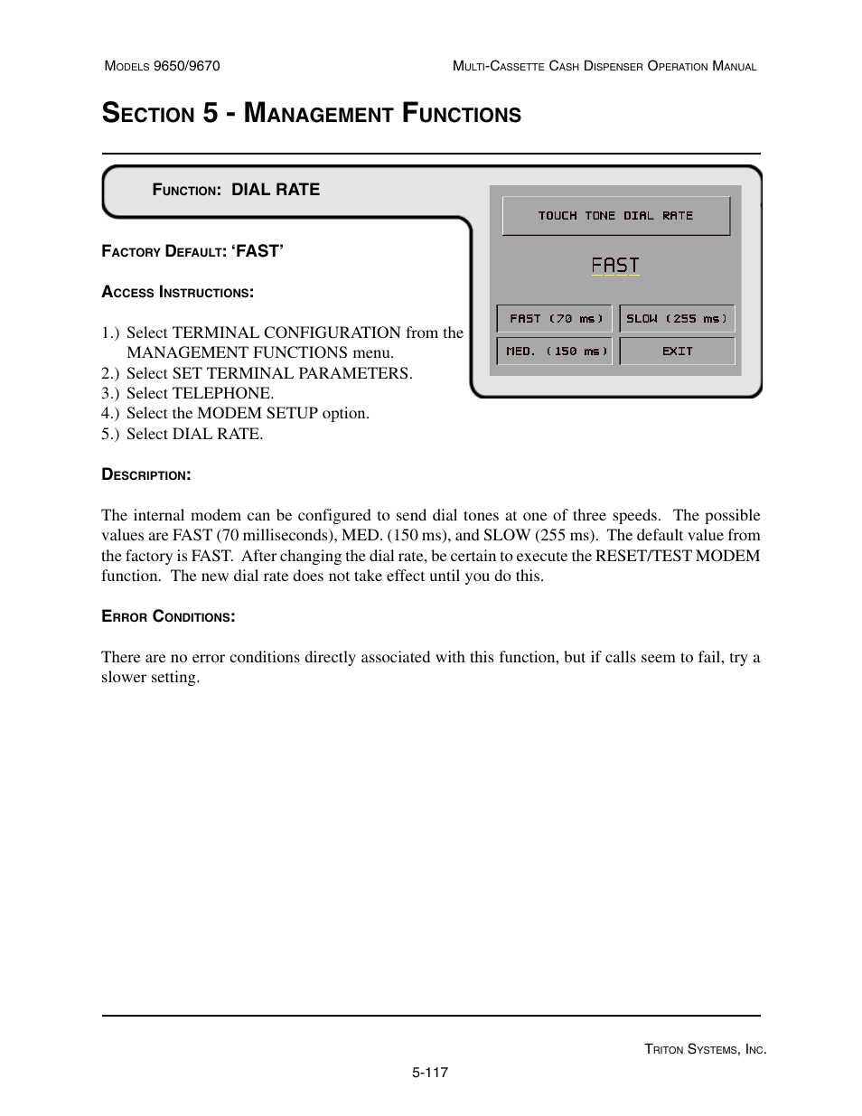 5 - m, Ection, Anagement | Unctions | Triton 9670 Operation Manual User Manual | Page 164 / 264