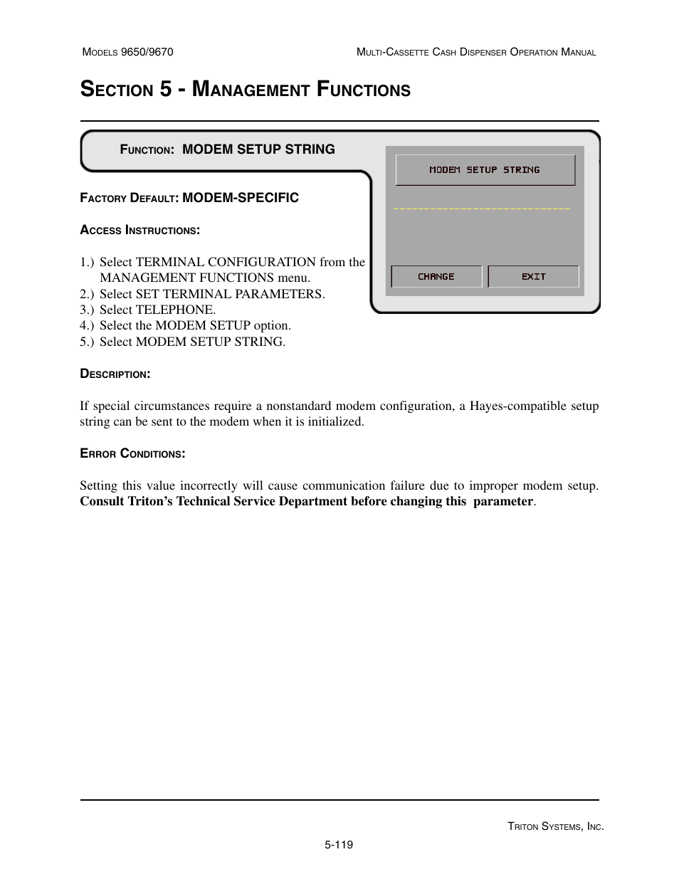 5 - m, Ection, Anagement | Unctions | Triton 9670 Operation Manual User Manual | Page 166 / 264