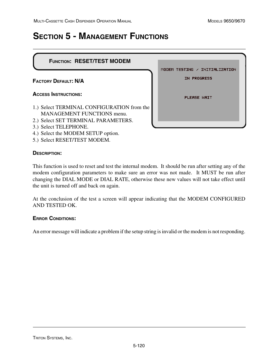 5 - m, Ection, Anagement | Unctions | Triton 9670 Operation Manual User Manual | Page 167 / 264