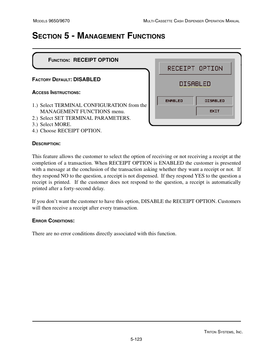 5 - m, Ection, Anagement | Unctions | Triton 9670 Operation Manual User Manual | Page 170 / 264