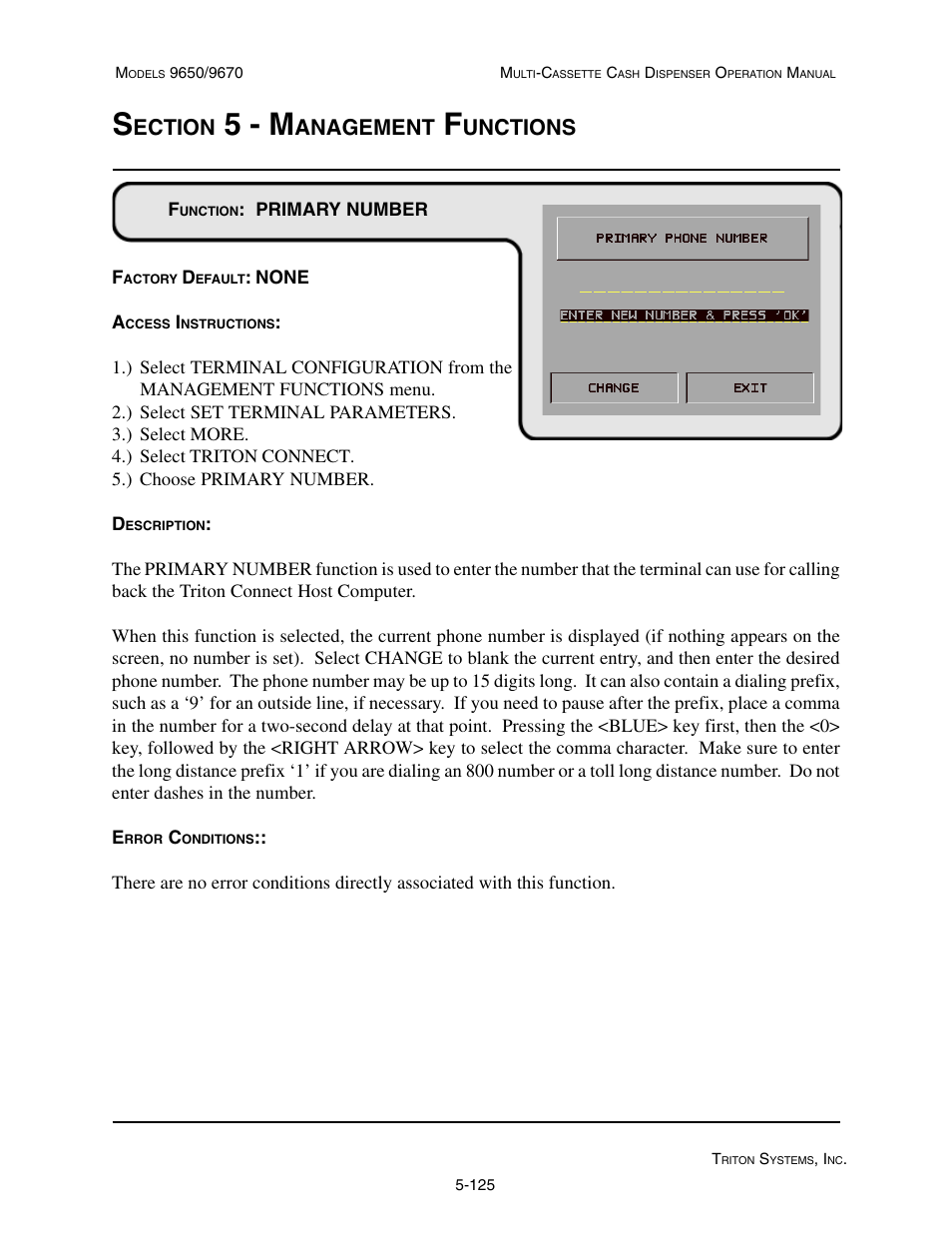 5 - m, Ection, Anagement | Unctions | Triton 9670 Operation Manual User Manual | Page 172 / 264