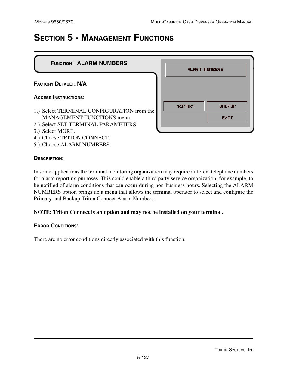 5 - m, Ection, Anagement | Unctions | Triton 9670 Operation Manual User Manual | Page 174 / 264