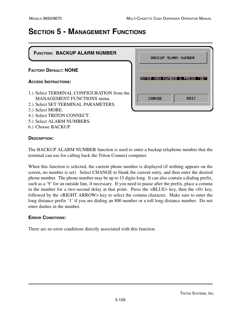 5 - m, Ection, Anagement | Unctions | Triton 9670 Operation Manual User Manual | Page 176 / 264