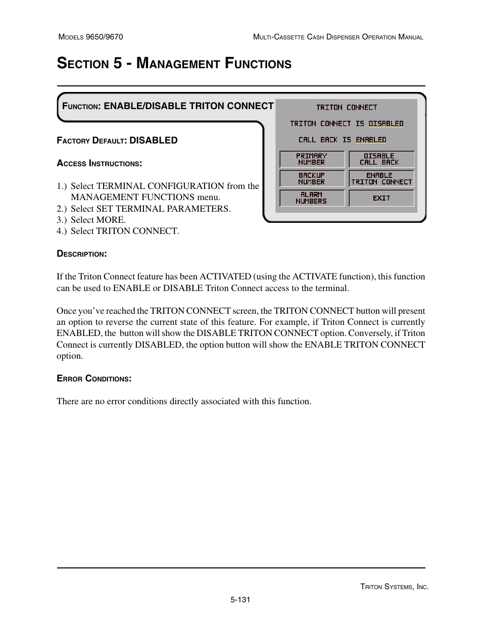 5 - m, Ection, Anagement | Unctions | Triton 9670 Operation Manual User Manual | Page 178 / 264