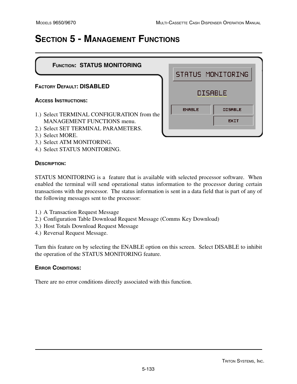 5 - m, Ection, Anagement | Unctions | Triton 9670 Operation Manual User Manual | Page 180 / 264