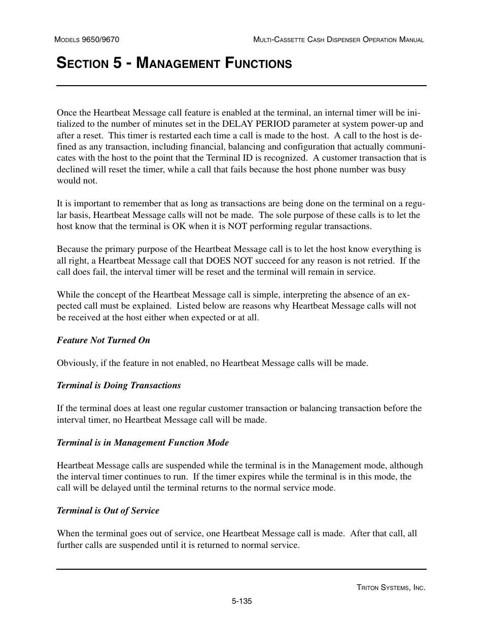 5 - m, Ection, Anagement | Unctions | Triton 9670 Operation Manual User Manual | Page 182 / 264