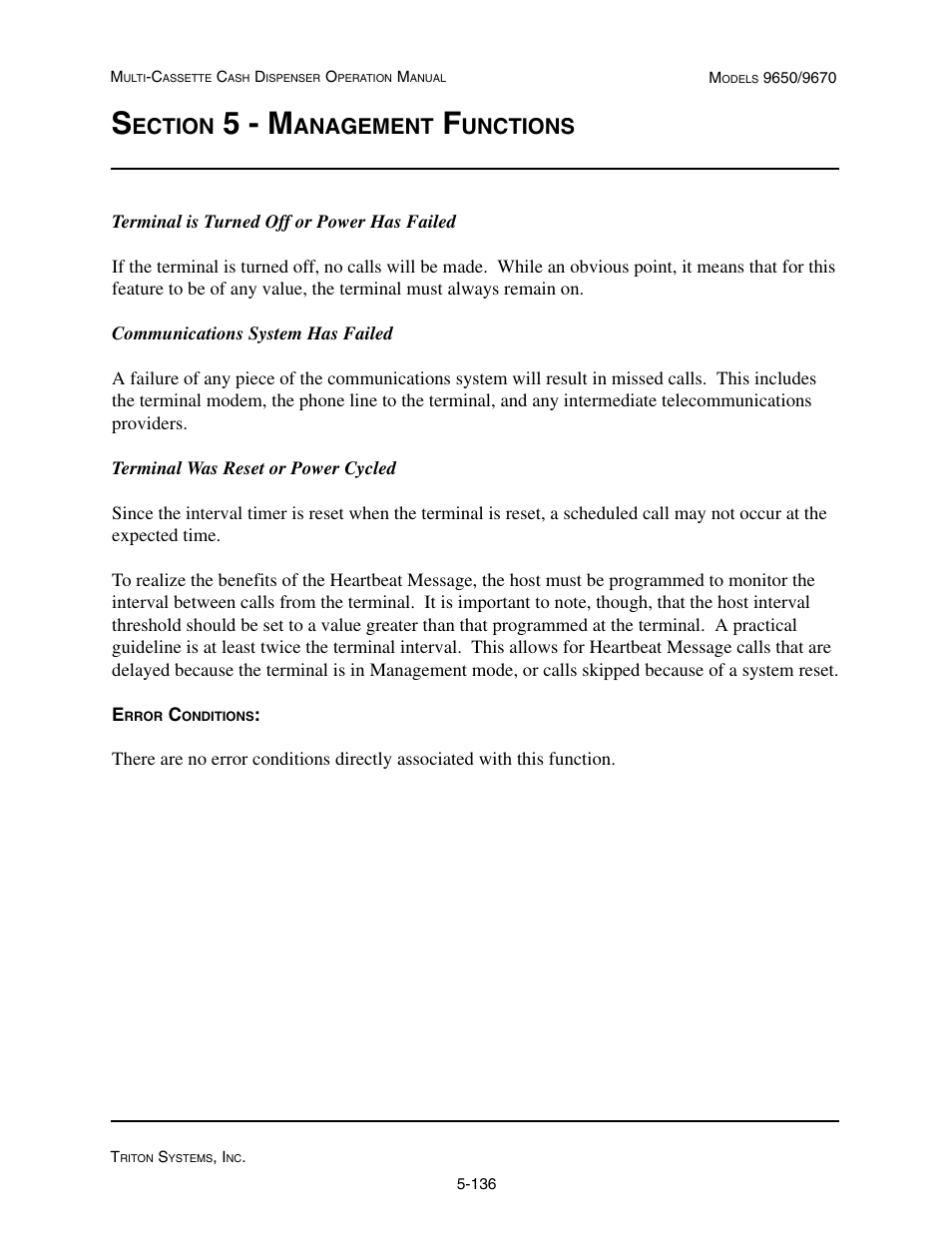 5 - m, Ection, Anagement | Unctions | Triton 9670 Operation Manual User Manual | Page 183 / 264