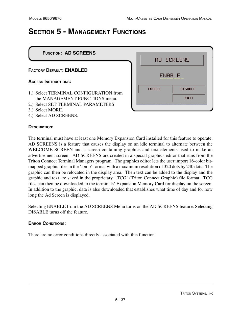 5 - m, Ection, Anagement | Unctions | Triton 9670 Operation Manual User Manual | Page 184 / 264