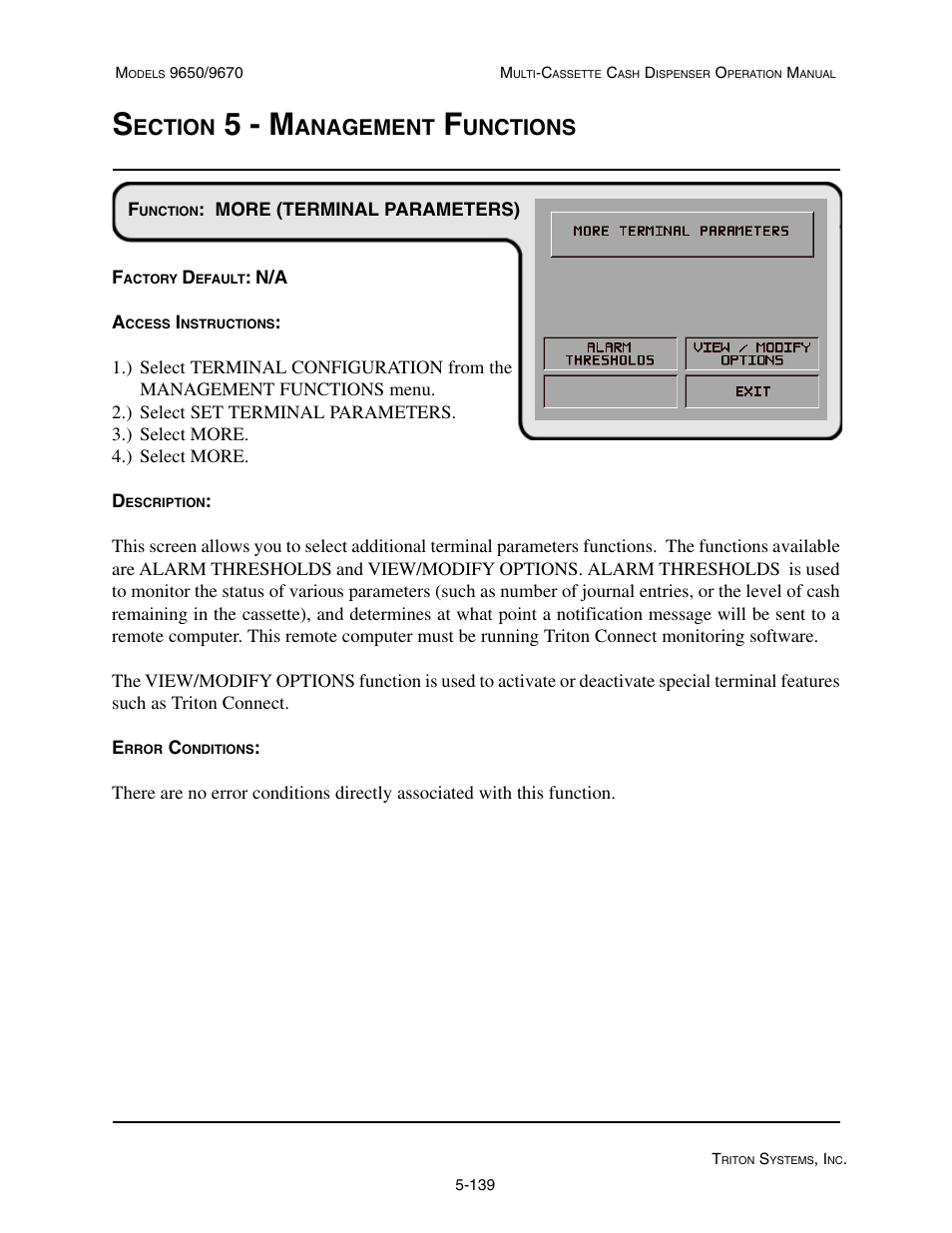 5 - m, Ection, Anagement | Unctions | Triton 9670 Operation Manual User Manual | Page 186 / 264