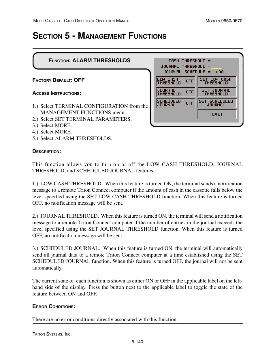 5 - m, Ection, Anagement | Unctions | Triton 9670 Operation Manual User Manual | Page 187 / 264