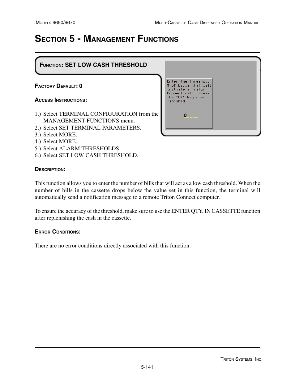 5 - m, Ection, Anagement | Unctions | Triton 9670 Operation Manual User Manual | Page 188 / 264