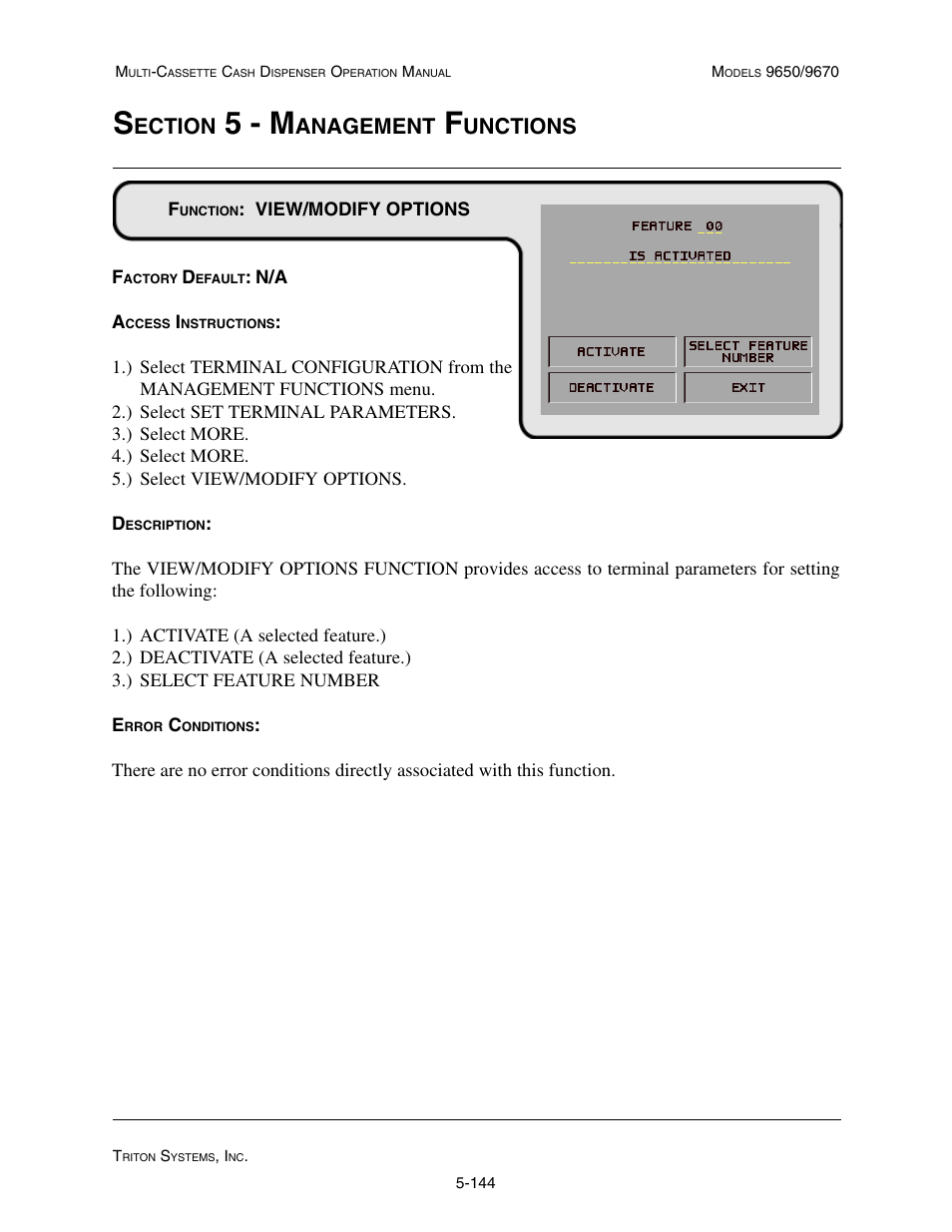 5 - m, Ection, Anagement | Unctions | Triton 9670 Operation Manual User Manual | Page 191 / 264