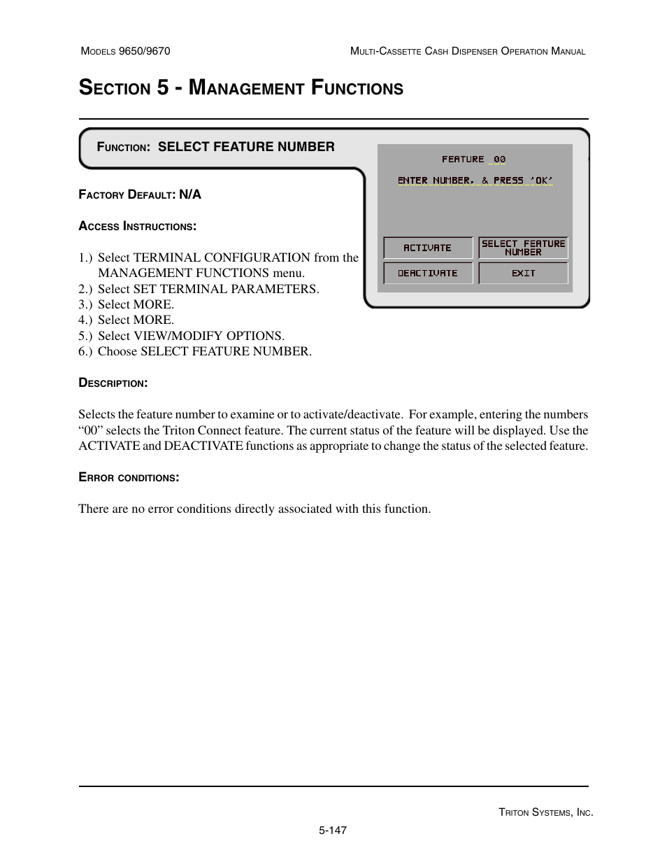 5 - m, Ection, Anagement | Unctions | Triton 9670 Operation Manual User Manual | Page 194 / 264