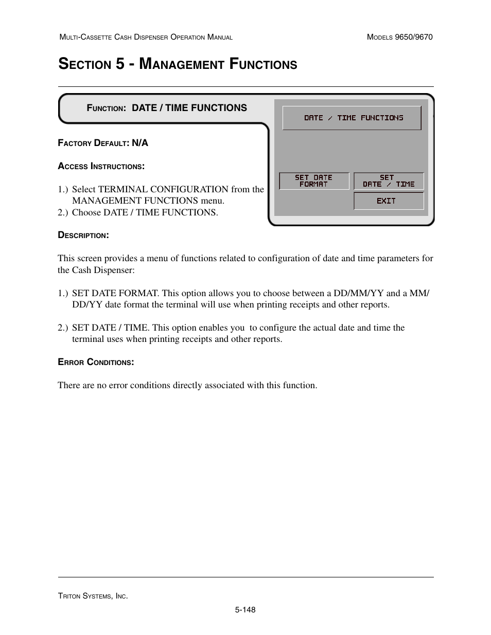 5 - m, Ection, Anagement | Unctions | Triton 9670 Operation Manual User Manual | Page 195 / 264