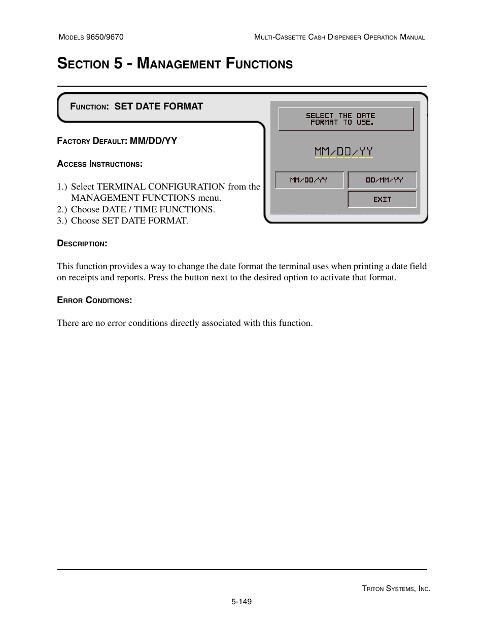 5 - m, Ection, Anagement | Unctions | Triton 9670 Operation Manual User Manual | Page 196 / 264