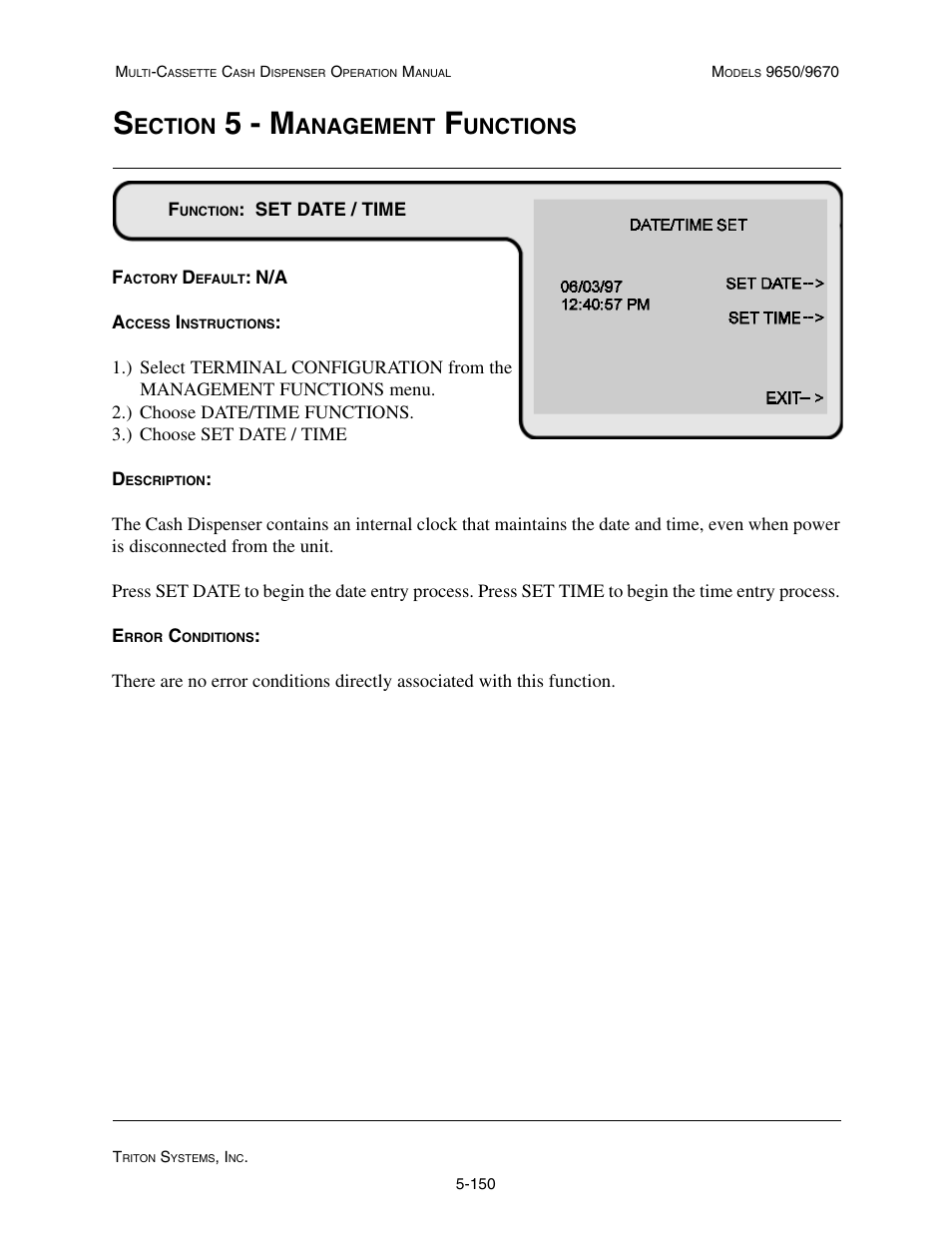 5 - m, Ection, Anagement | Unctions | Triton 9670 Operation Manual User Manual | Page 197 / 264