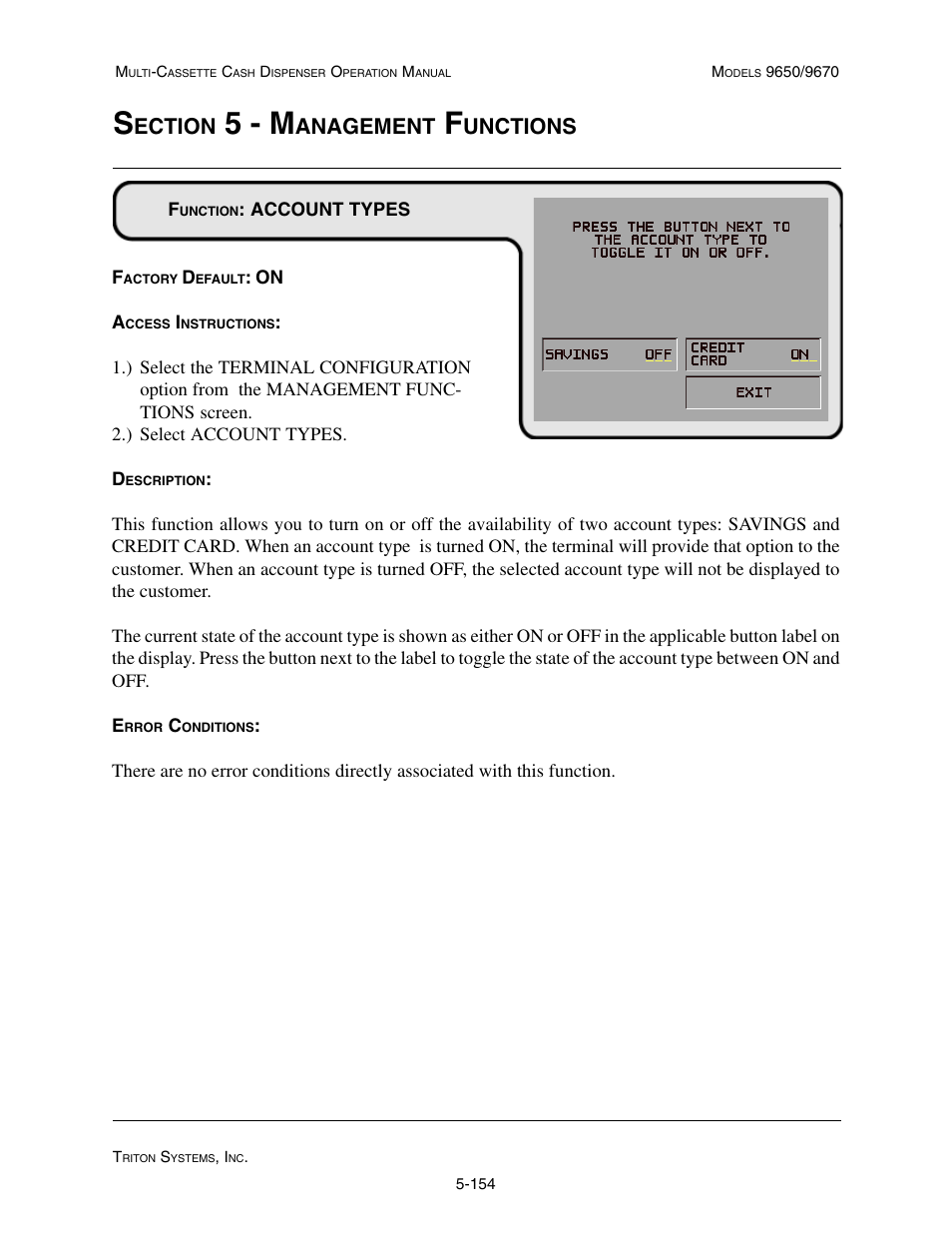 5 - m, Ection, Anagement | Unctions | Triton 9670 Operation Manual User Manual | Page 201 / 264