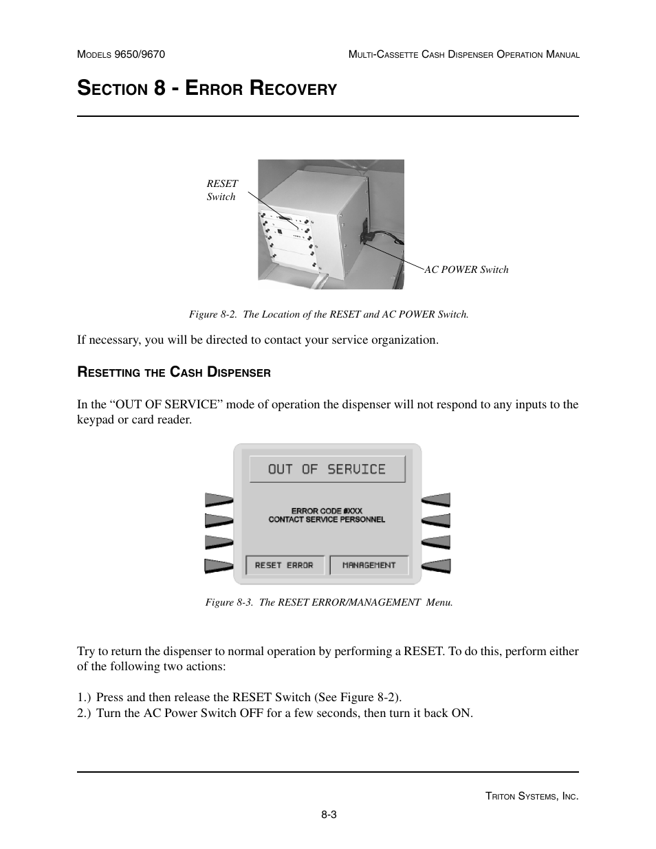 8 - e, Ection, Rror | Ecovery | Triton 9670 Operation Manual User Manual | Page 212 / 264