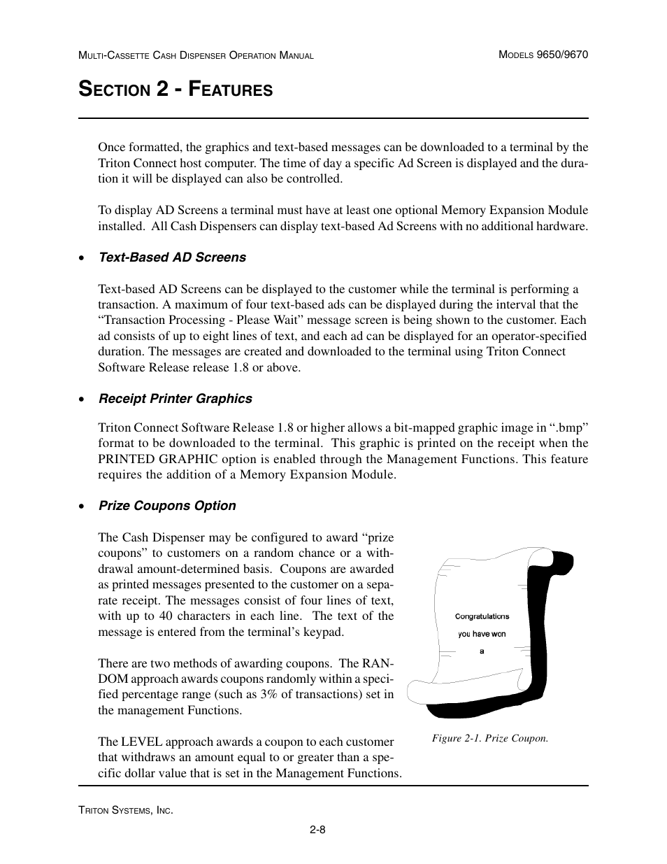 2 - f, Ection, Eatures | Triton 9670 Operation Manual User Manual | Page 22 / 264