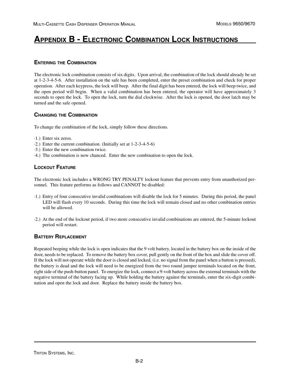 B - e | Triton 9670 Operation Manual User Manual | Page 237 / 264