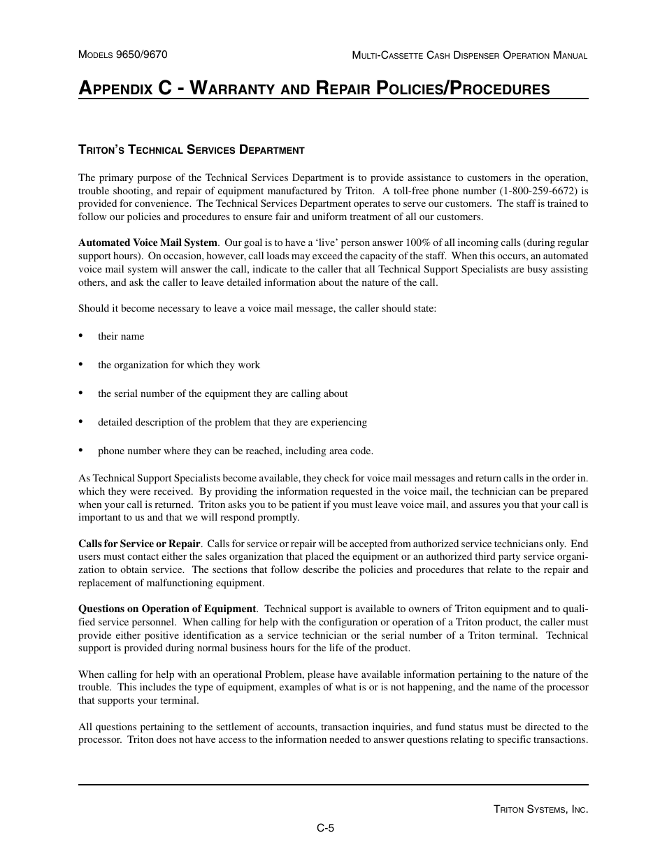 C - w | Triton 9670 Operation Manual User Manual | Page 242 / 264