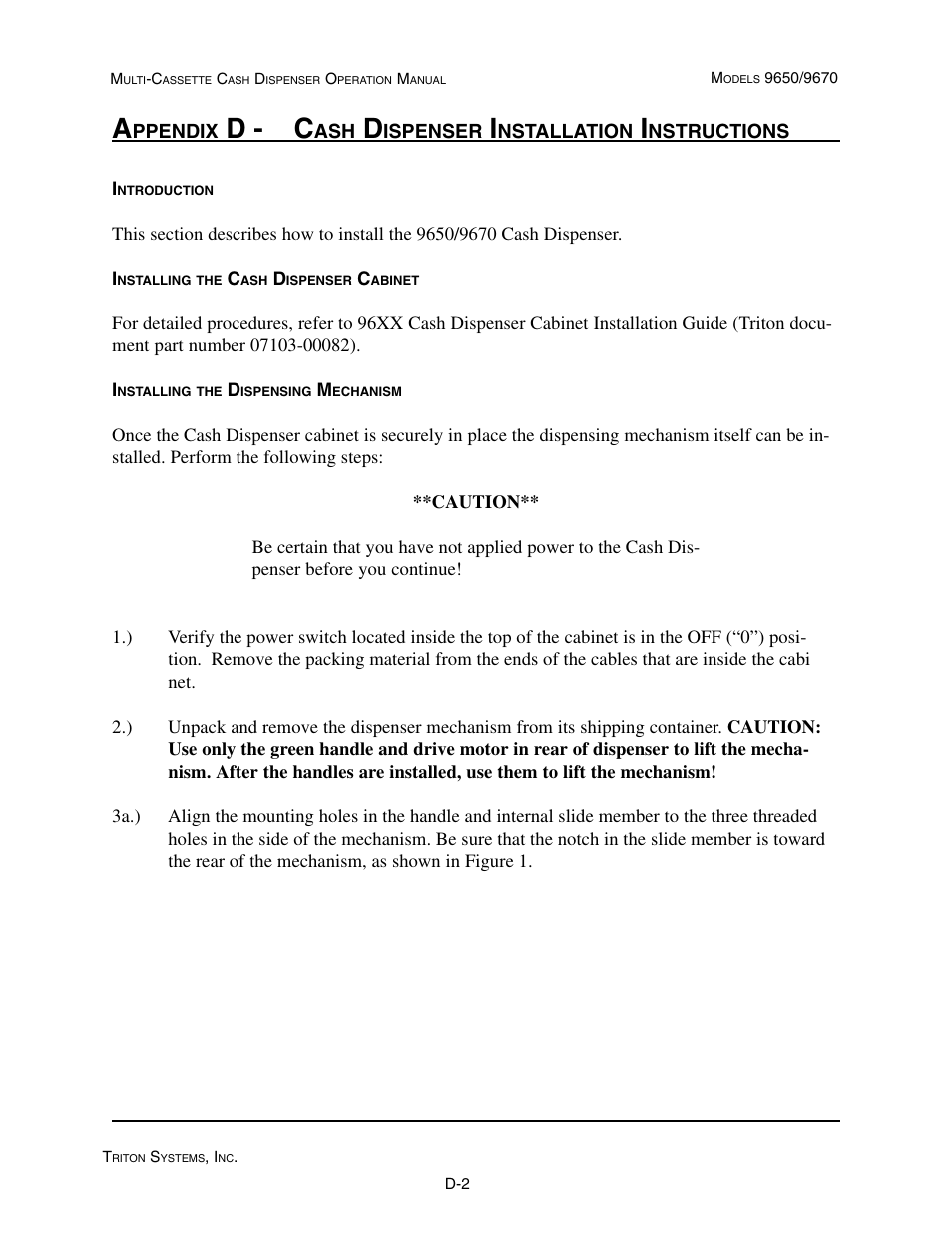 D - c | Triton 9670 Operation Manual User Manual | Page 245 / 264