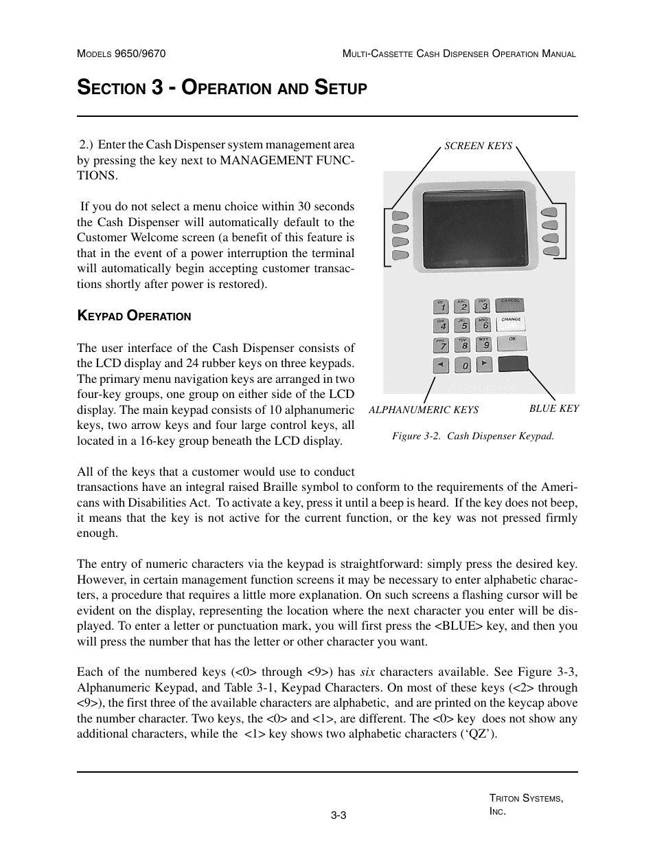 3 - o, Ection, Peration | Etup | Triton 9670 Operation Manual User Manual | Page 27 / 264