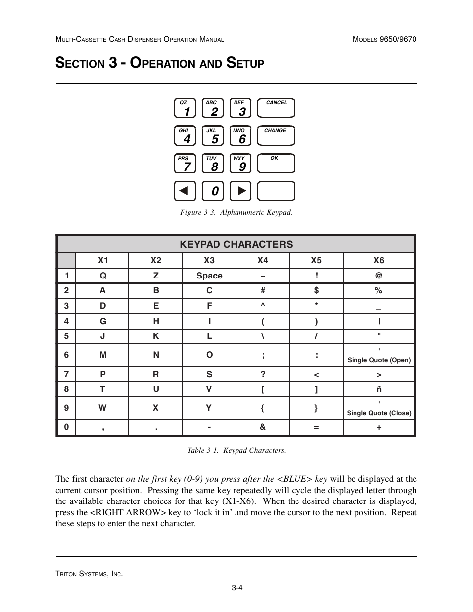 3 - o, Ection, Peration | Etup | Triton 9670 Operation Manual User Manual | Page 28 / 264