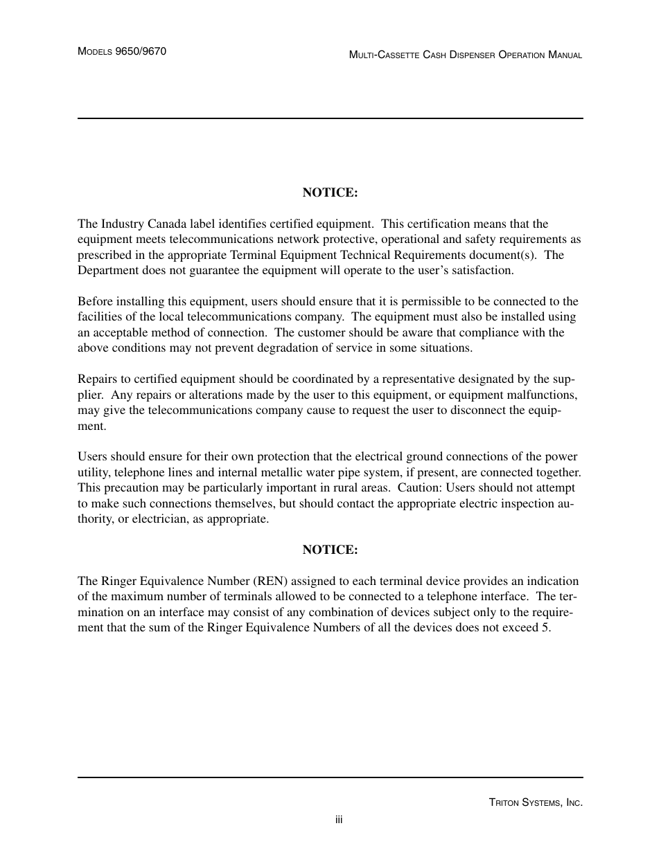 Triton 9670 Operation Manual User Manual | Page 3 / 264