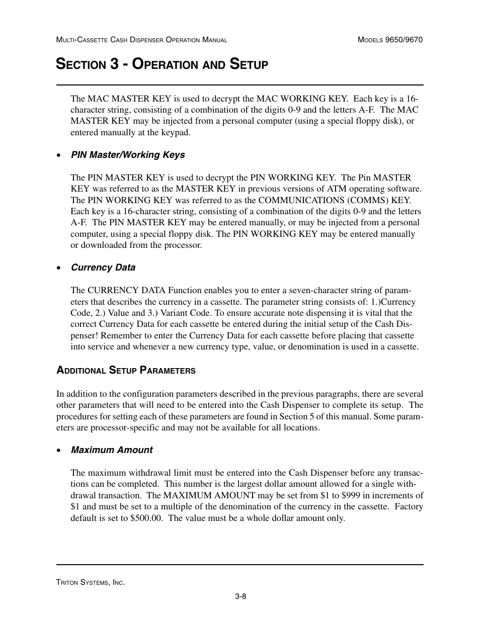 3 - o, Ection, Peration | Etup | Triton 9670 Operation Manual User Manual | Page 32 / 264