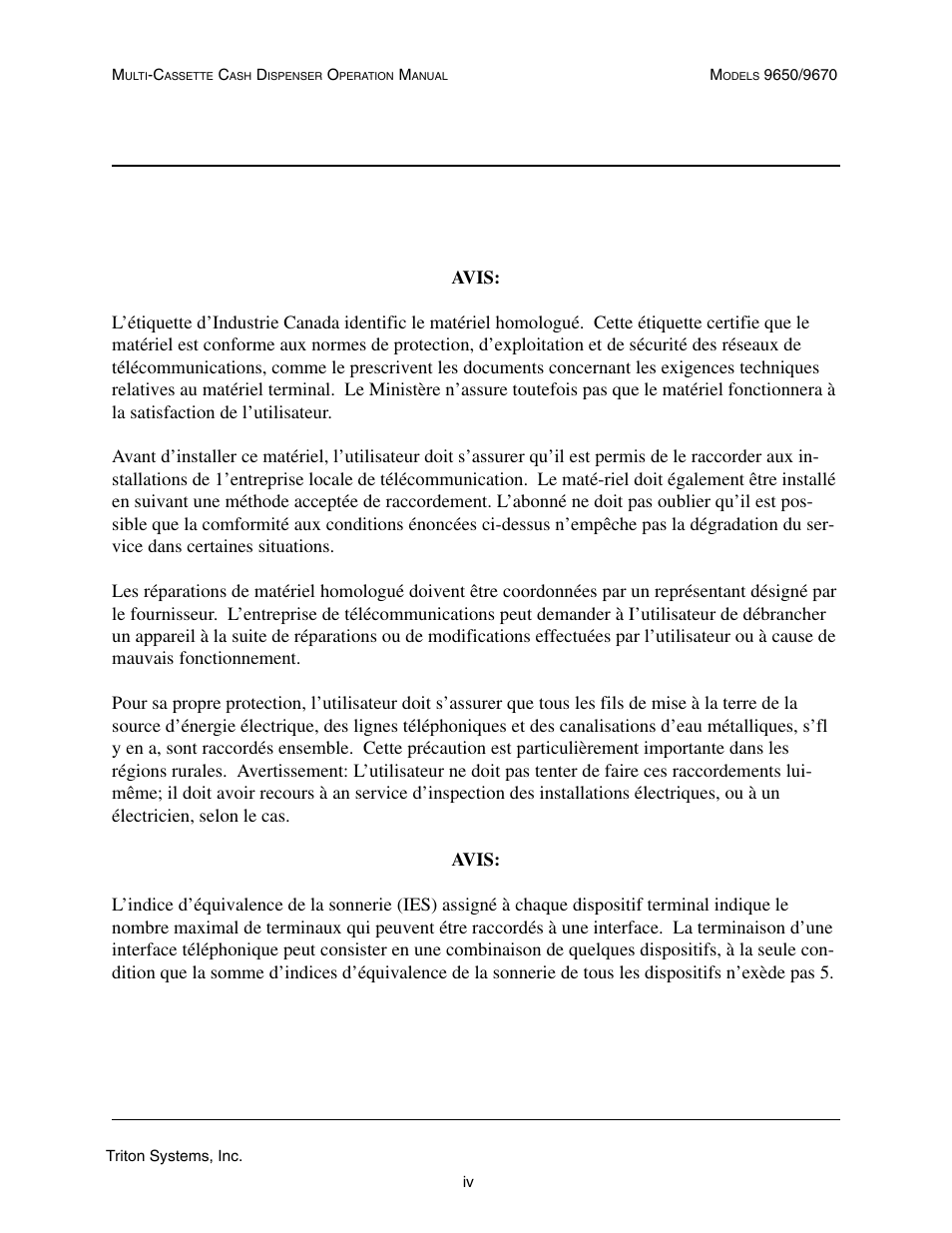 Triton 9670 Operation Manual User Manual | Page 4 / 264