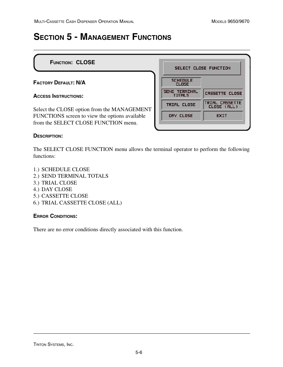 5 - m, Ection, Anagement | Unctions | Triton 9670 Operation Manual User Manual | Page 53 / 264