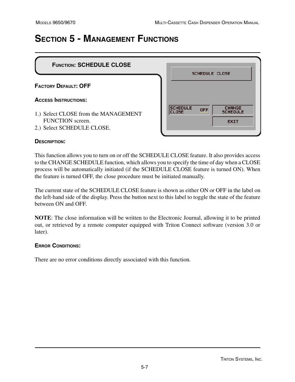 5 - m, Ection, Anagement | Unctions | Triton 9670 Operation Manual User Manual | Page 54 / 264