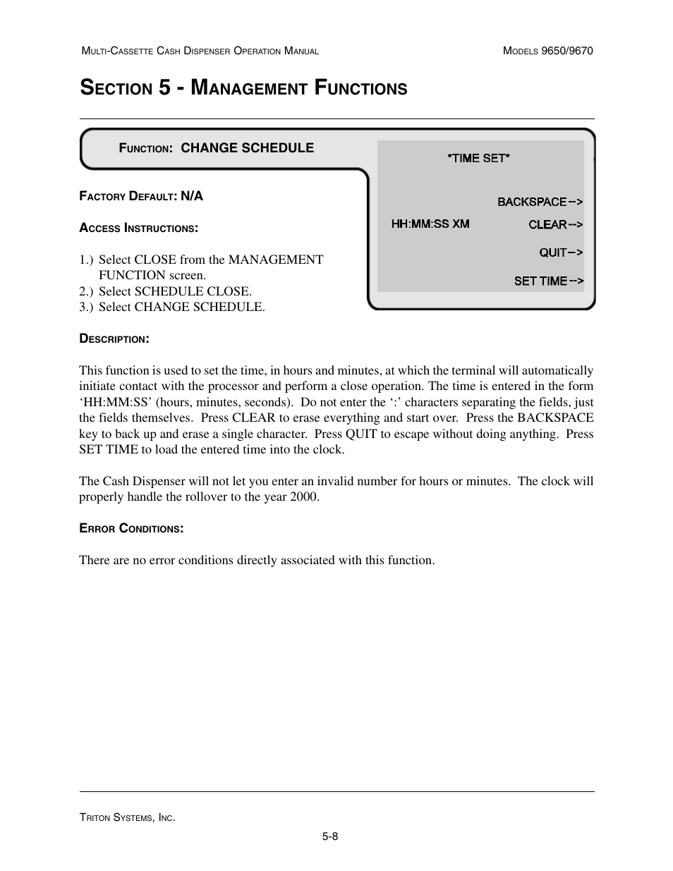 5 - m, Ection, Anagement | Unctions | Triton 9670 Operation Manual User Manual | Page 55 / 264