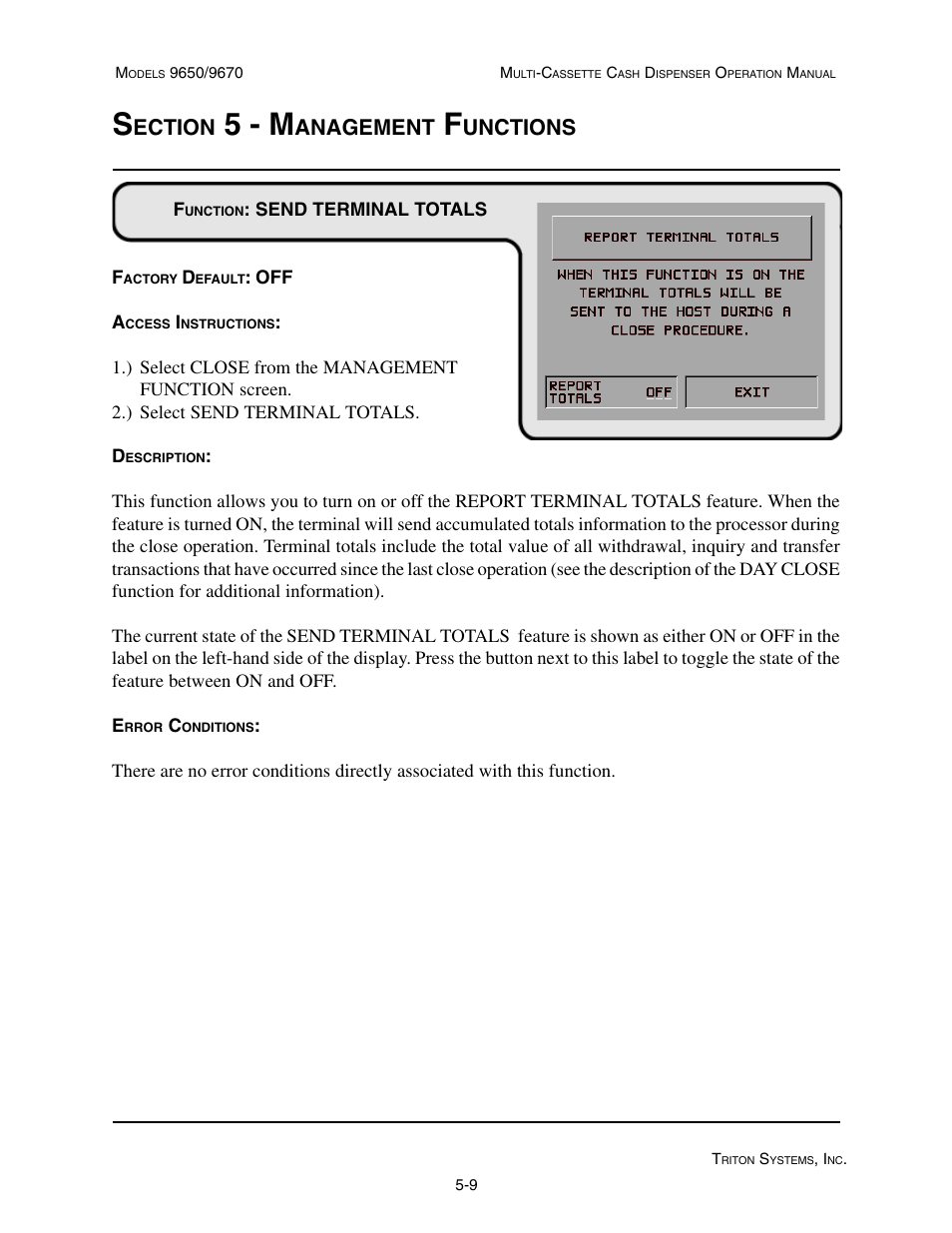 5 - m, Ection, Anagement | Unctions | Triton 9670 Operation Manual User Manual | Page 56 / 264