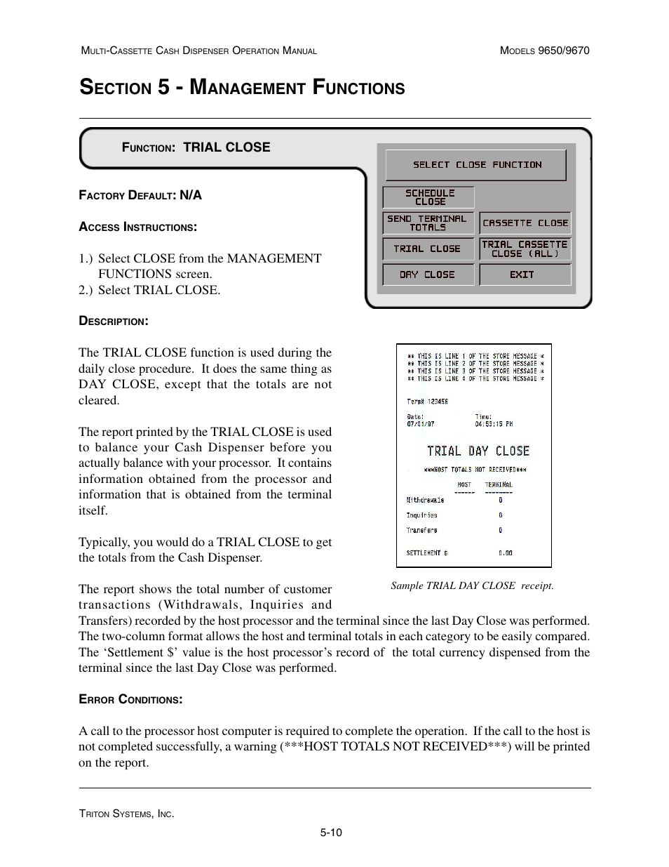 5 - m, Ection, Anagement | Unctions | Triton 9670 Operation Manual User Manual | Page 57 / 264