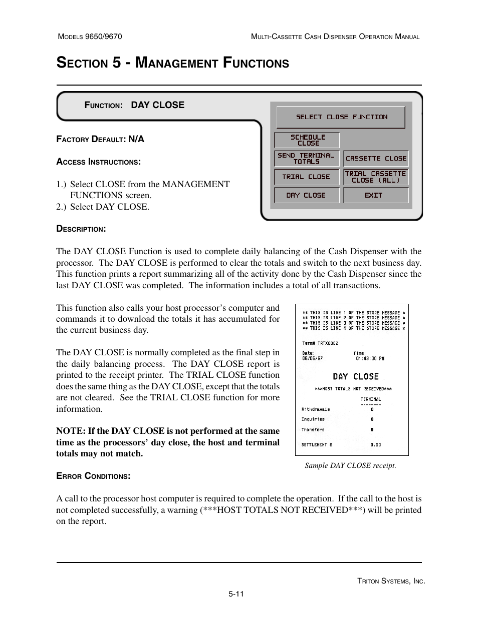 5 - m, Ection, Anagement | Unctions | Triton 9670 Operation Manual User Manual | Page 58 / 264